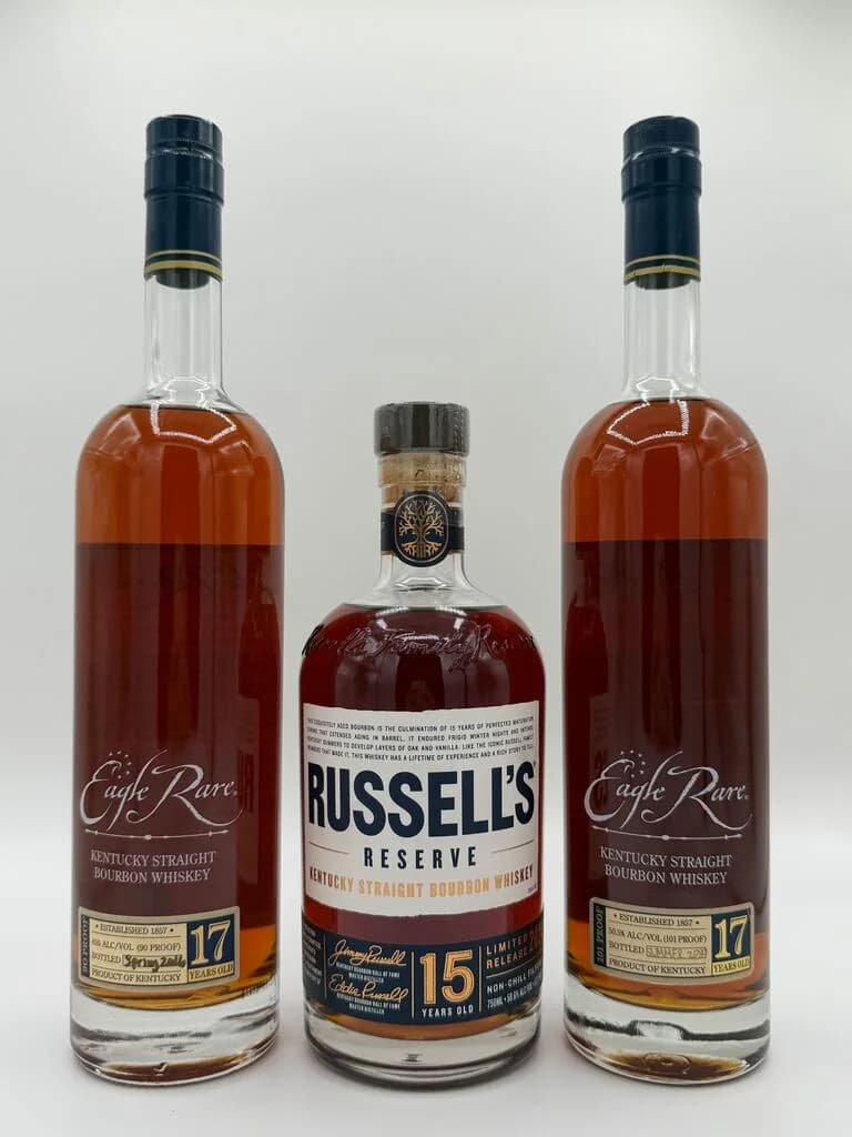 Two Eagle Rare 17s and a Russell's Reserve 15