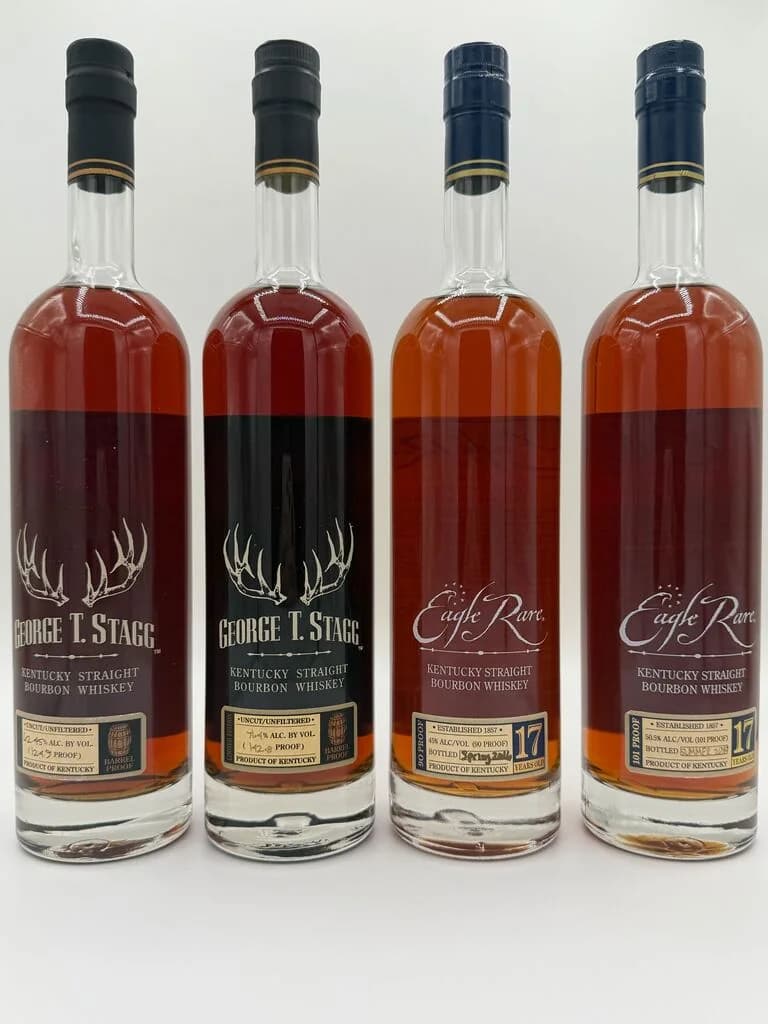 Two George T. Staggs and two Eagle Rare 17s